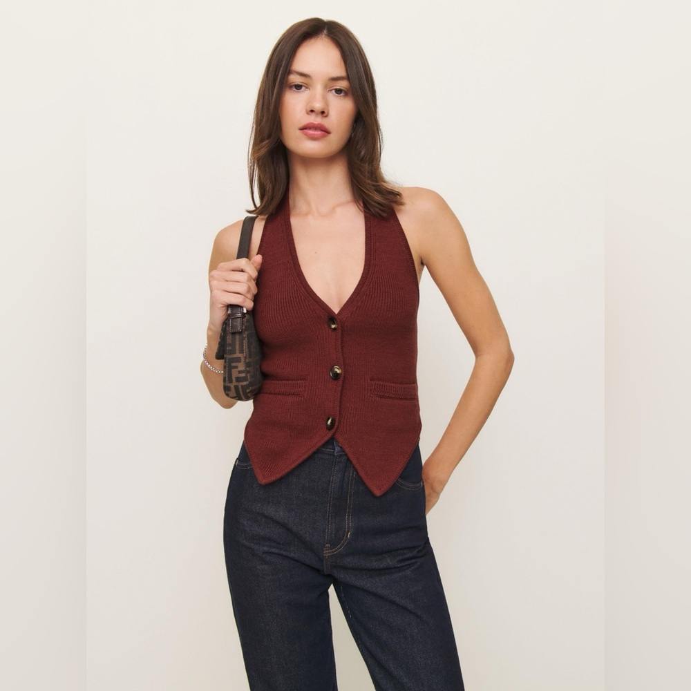 New Reformation Romy Halter Sweater Vest - Size Small, Chianti